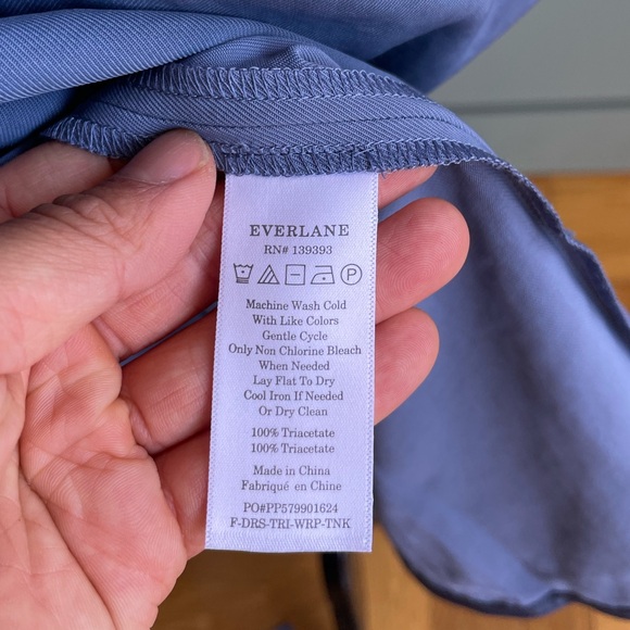 Everlane Japanese GoWeave Sleeveless Wrap Midi Deess Size 2 Dusty Blue EUC - Picture 7 of 11